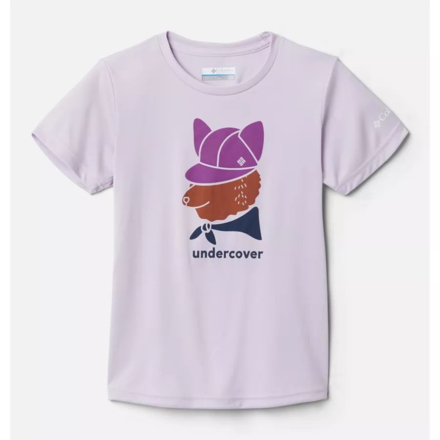 Blasslila, Fuchsiger Undercover-Columbia-Mädchen-Pet-Teich Mit Technischem Grafik-T-Shirt