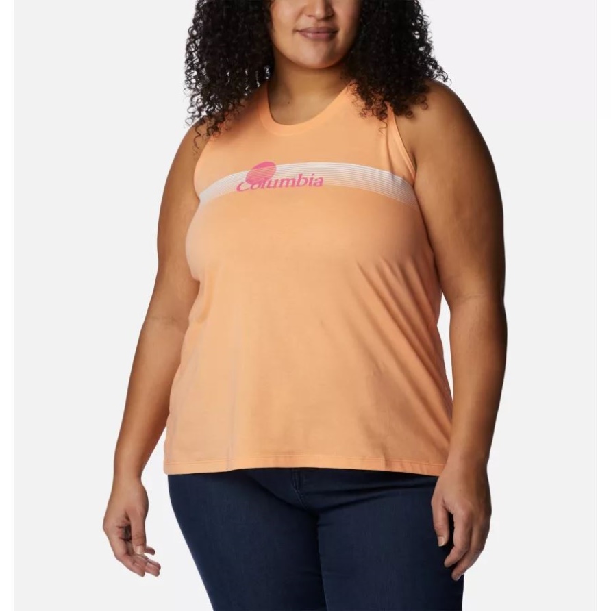 Pfirsichfarbenes/umgekehrtes North Cascades-Tanktop Mit Markengrafik Von Columbia Für Damen In Übergröße