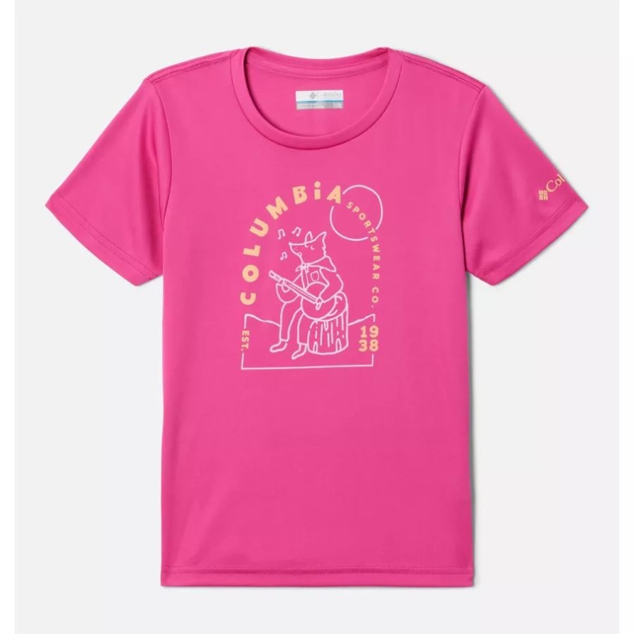Rosa Eis-/Lager-Melodien-Grafik Columbia-Mädchen Mirror Creek Kurzarm-Grafik-T-Shirt