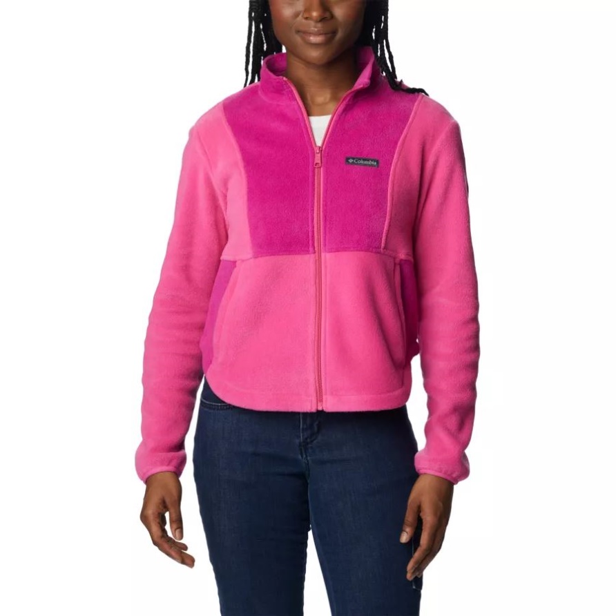 Pink Ice/Wild Fuchsia Getestete Tough In Pink Colorblock-Fleecejacke Mit Durchgehendem Reißverschluss Für Damen Columbia