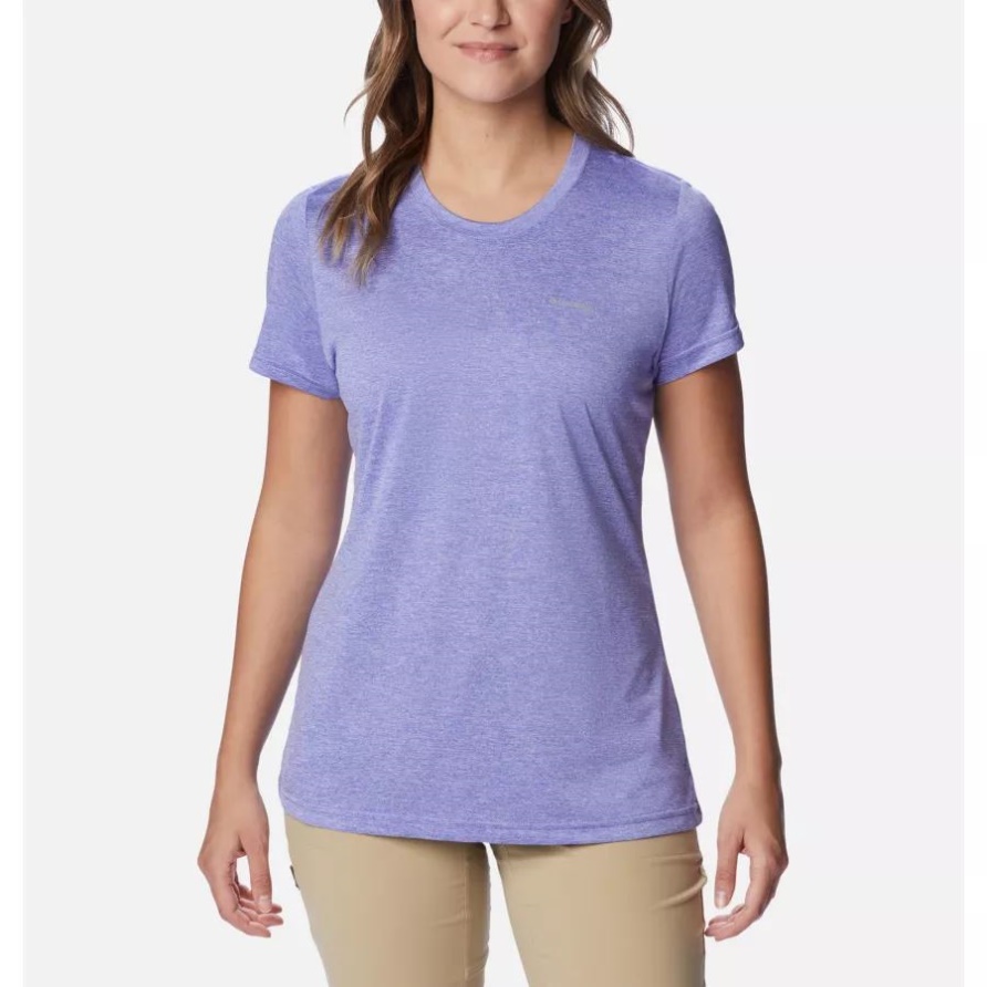 Purple Lotus Heather Columbia Hike Kurzarm-Crew-Shirt Für Damen Columbia