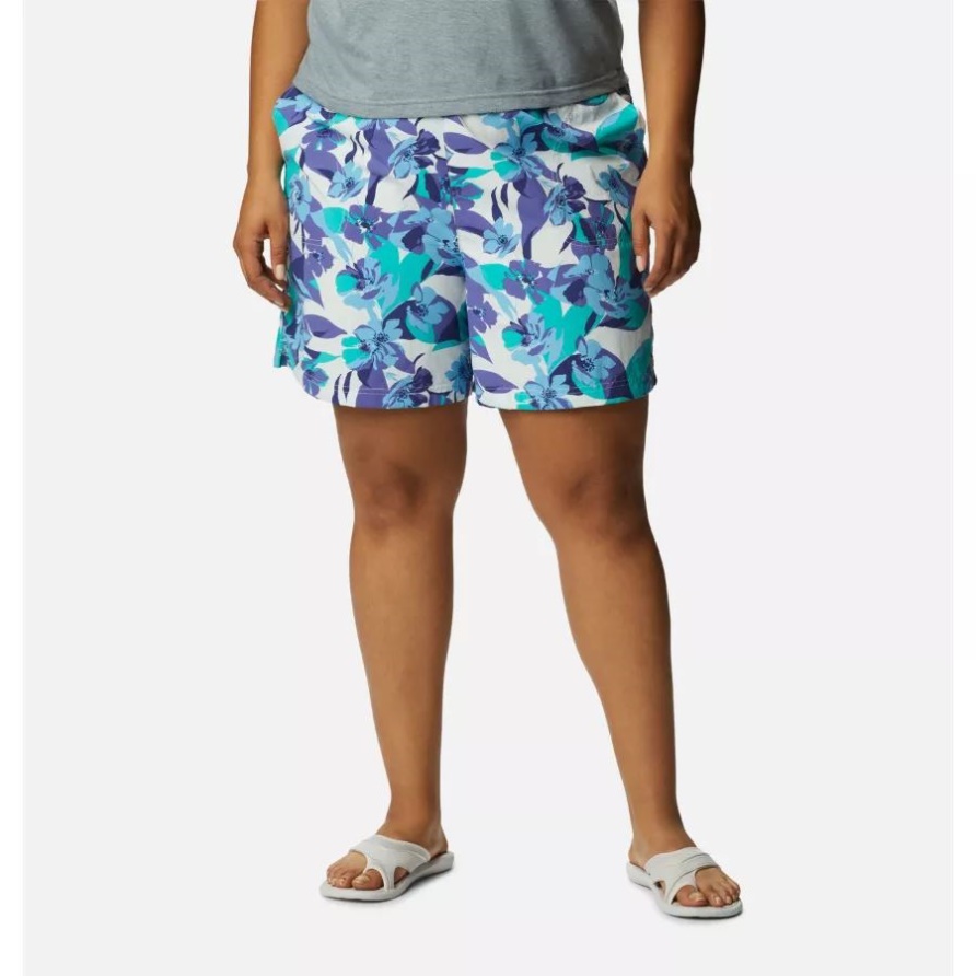 Lila Lotus/pop Flora Columbia Sandy River Ii Bedruckte Shorts Plus Größe Für Damen