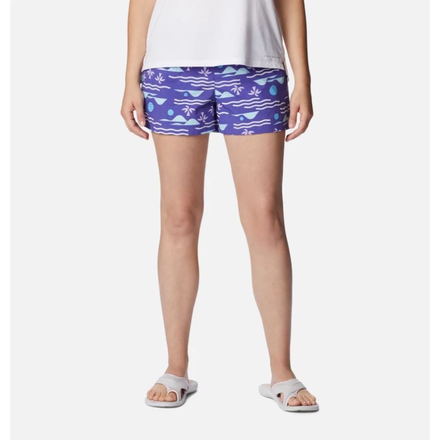 Purple Lotus/Seaside Multi Sandy River II Bedruckte Shorts Für Damen Columbia