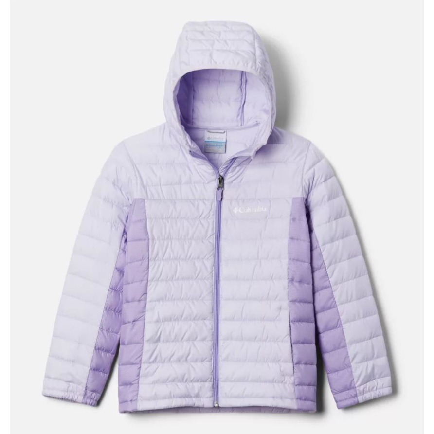 Lila Getönt/frosted Lila Columbia Mädchenjacke Mit Silber Fällt Mit Kapuze