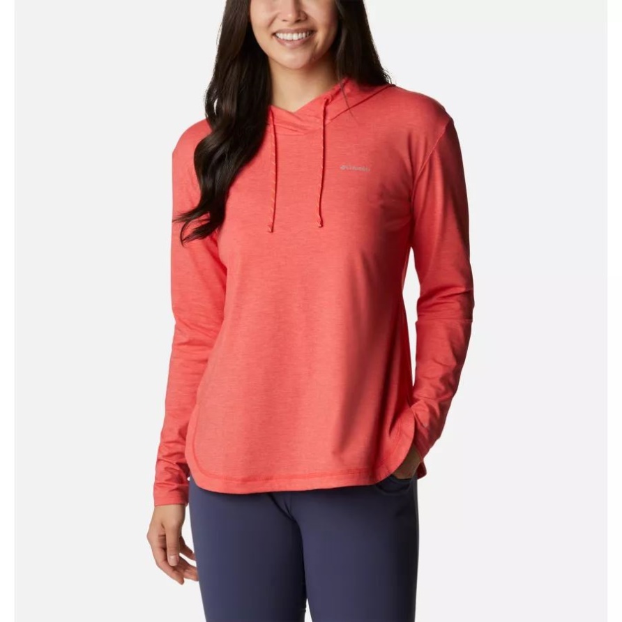 Roter Hibiskus-Heide-Columbia-Sun-Trek-Kapuzenpullover Für Damen