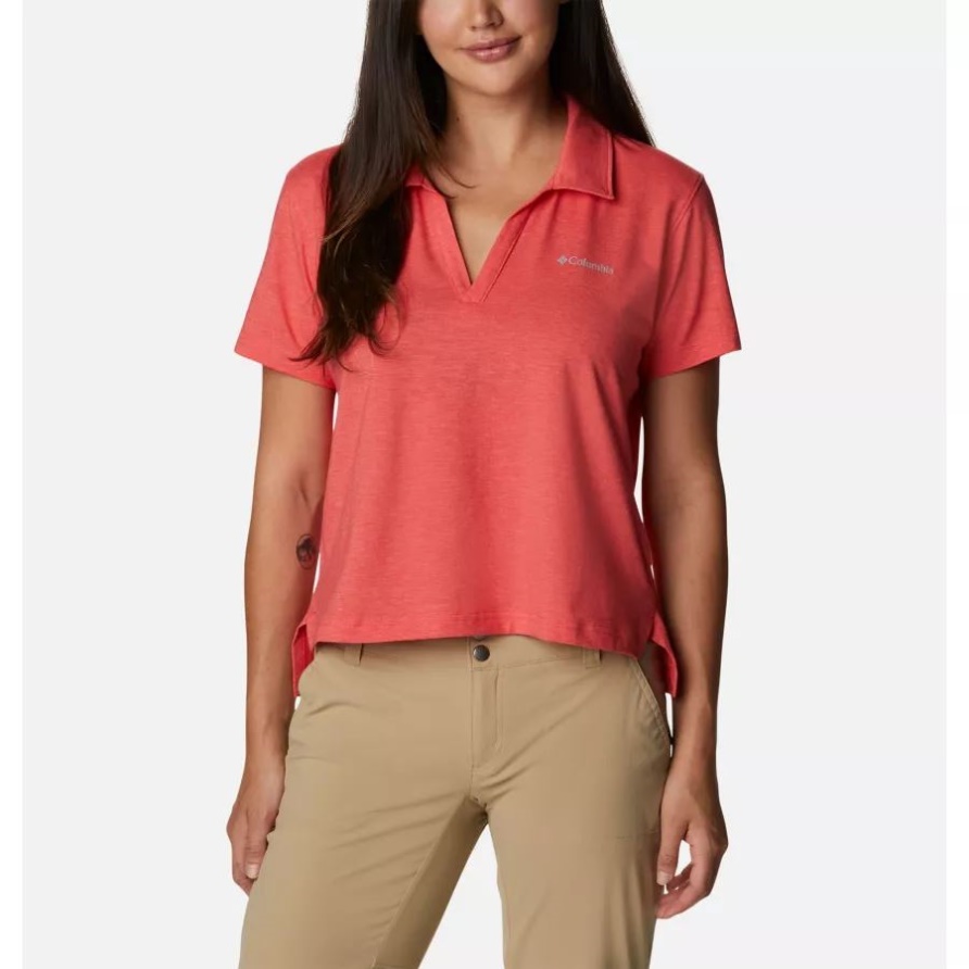 Red Hibiscus Heather Columbia Sun Trek Technical Poloshirt Für Damen