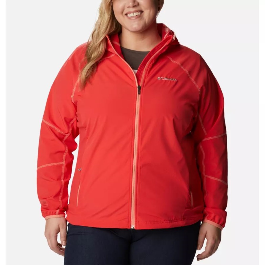 Red Hibiscus Süße Softshell-kapuzenjacke Für Damen Plus Größe Columbia