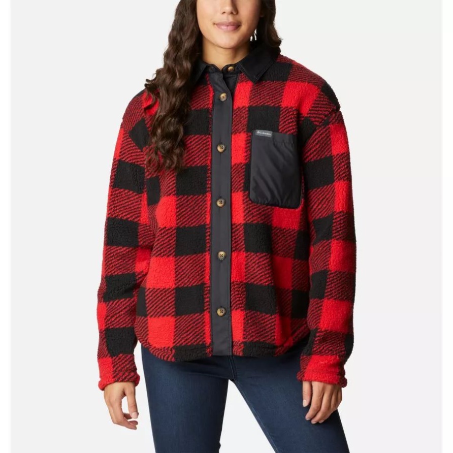 West Bend Hemdjacke Von Columbia Mit Rotem Lilien-Karomuster Für Damen