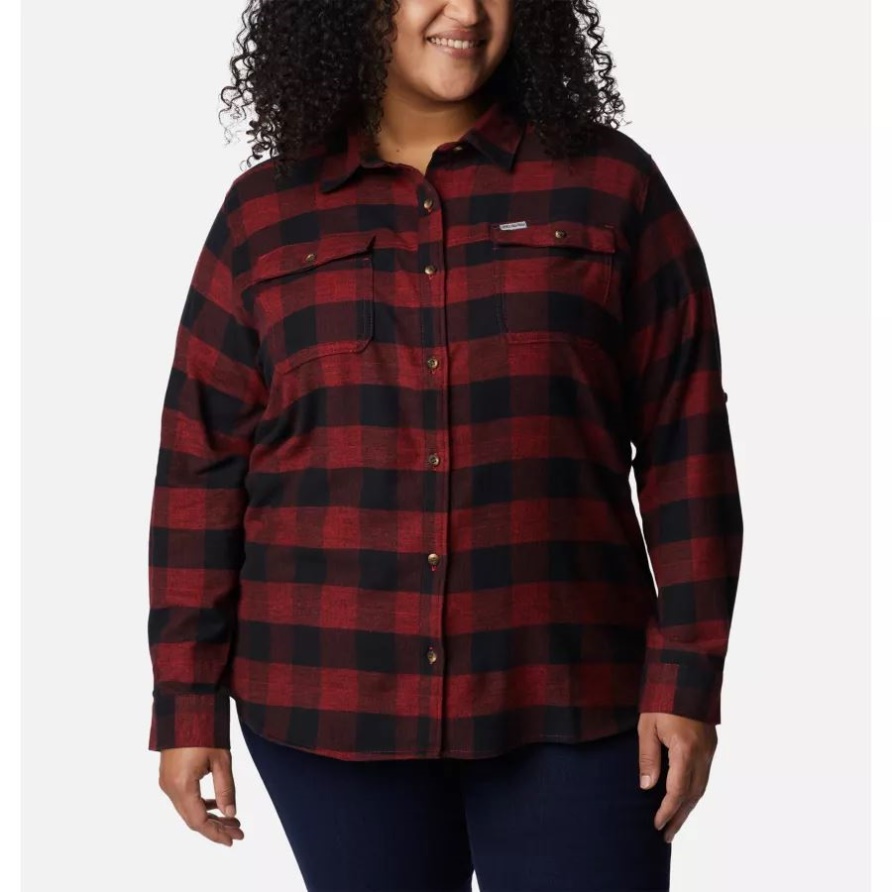 Red Lily Twill Columbia Damen Pine Street Stretch Flanell Plus Size