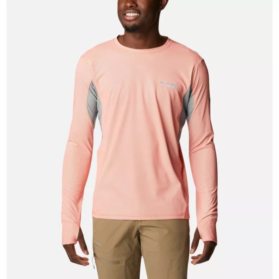 Red Quartz/Shark Columbia Titan Pass 2.0 Technisches Langarm-T-Shirt Für Herren