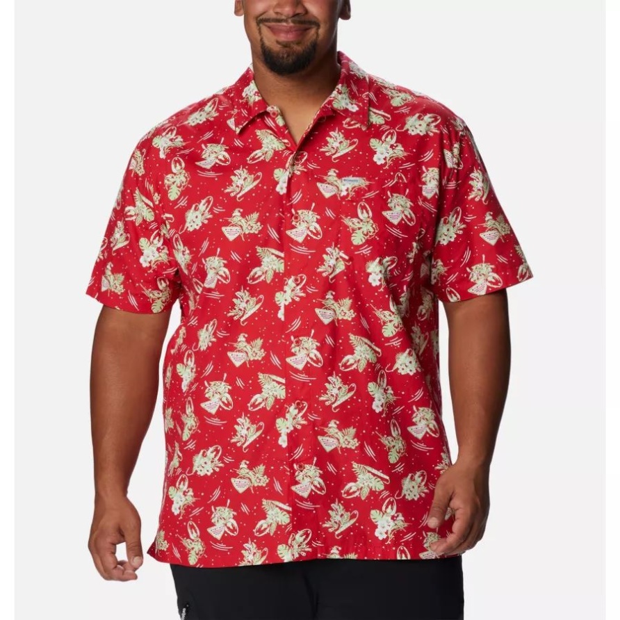 Red Spark Lite Me Up Print Columbia Herren Pfg Trollers Best Kurzarmhemd Groß