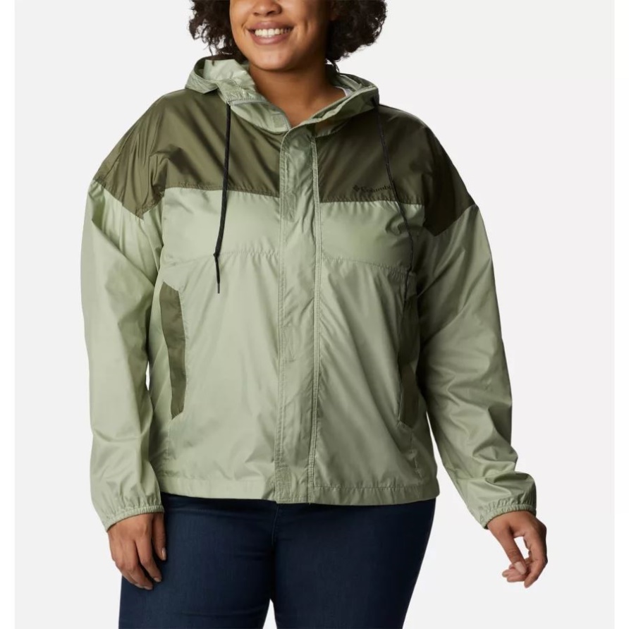 Safari/steingrüne Flash Challenger Windjacke Für Damen In Großen Größen Columbia