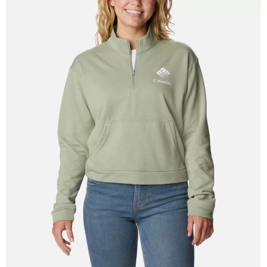 Safari/Weiß CSC-Stapellogo Columbia Columbia Trek French Terry-Sweatshirt Mit Halbem Reißverschluss Für Damen