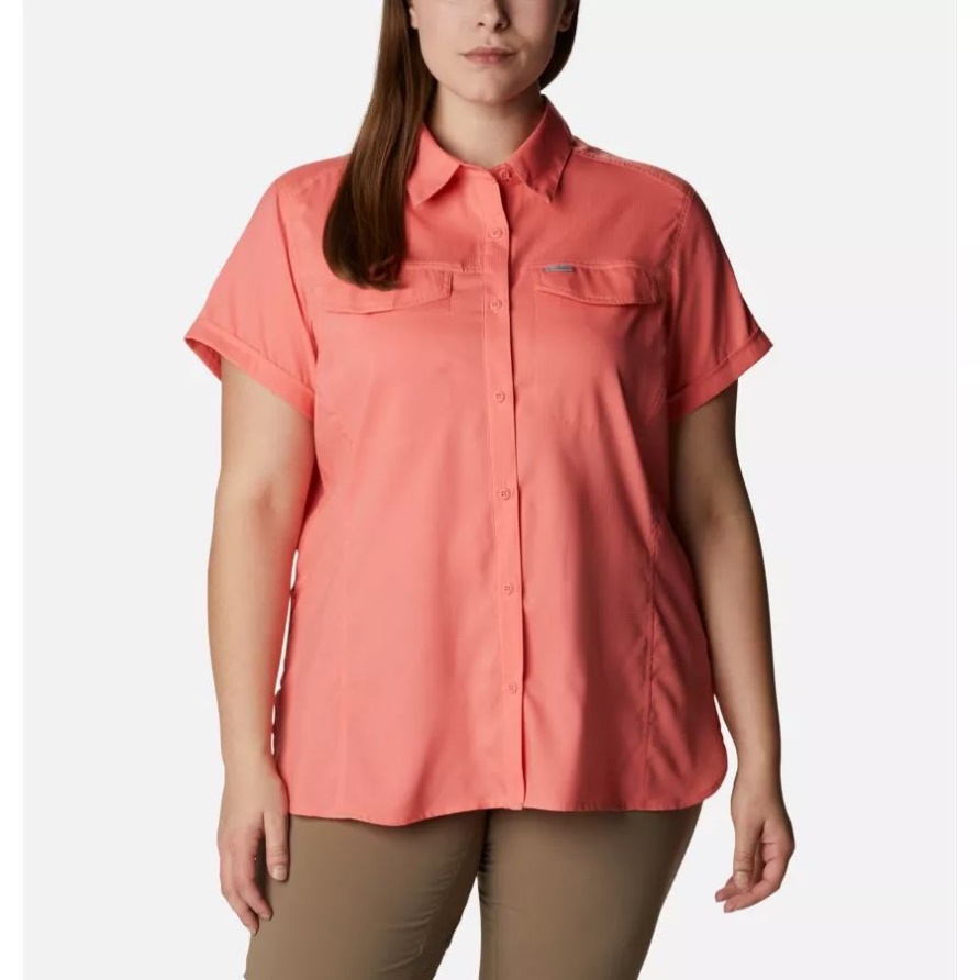 Lachsfarbenes Damen-Kurzarmshirt Silver Ridge Lite Columbia