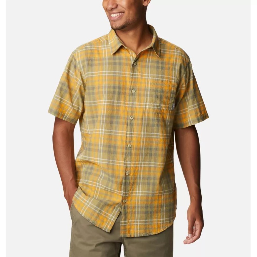 Pikantes Madras-Gingham-Herrenunterbelichtungs-YD-Kurzarmhemd Columbia