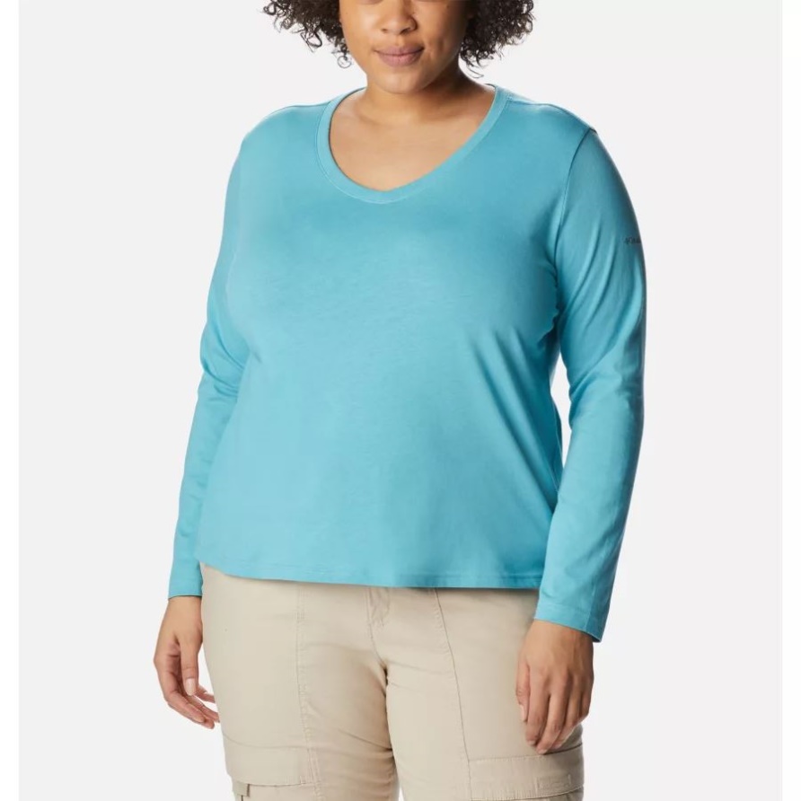 Sea Wave Columbia Damen-Saphirpunkt-Langarmshirt In Übergröße