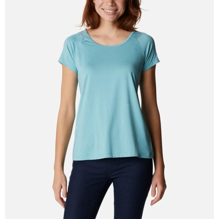 Die Spitze Der Seewellenheidekolumbien-Frauen Zum Technischen T-Shirt Punkt II