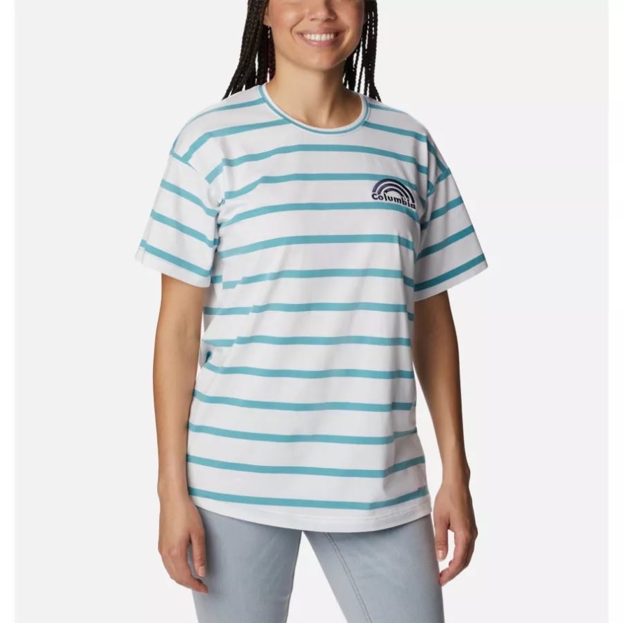 Sea ​​wave Sunrise Stripe Sun Trek übergroßes T-shirt Für Damen Columbia