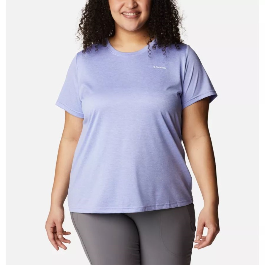 Serenity Heather Columbia Damen-Columbia-Wanderung, Kurzärmliges Crew-Shirt In Übergröße