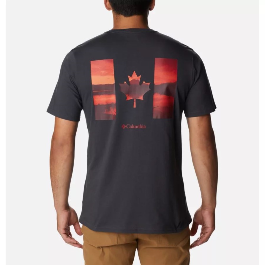 Hai/Kanada Lakescape-Grafik Columbia-Männer Rockaway River Country T-Shirt Groß