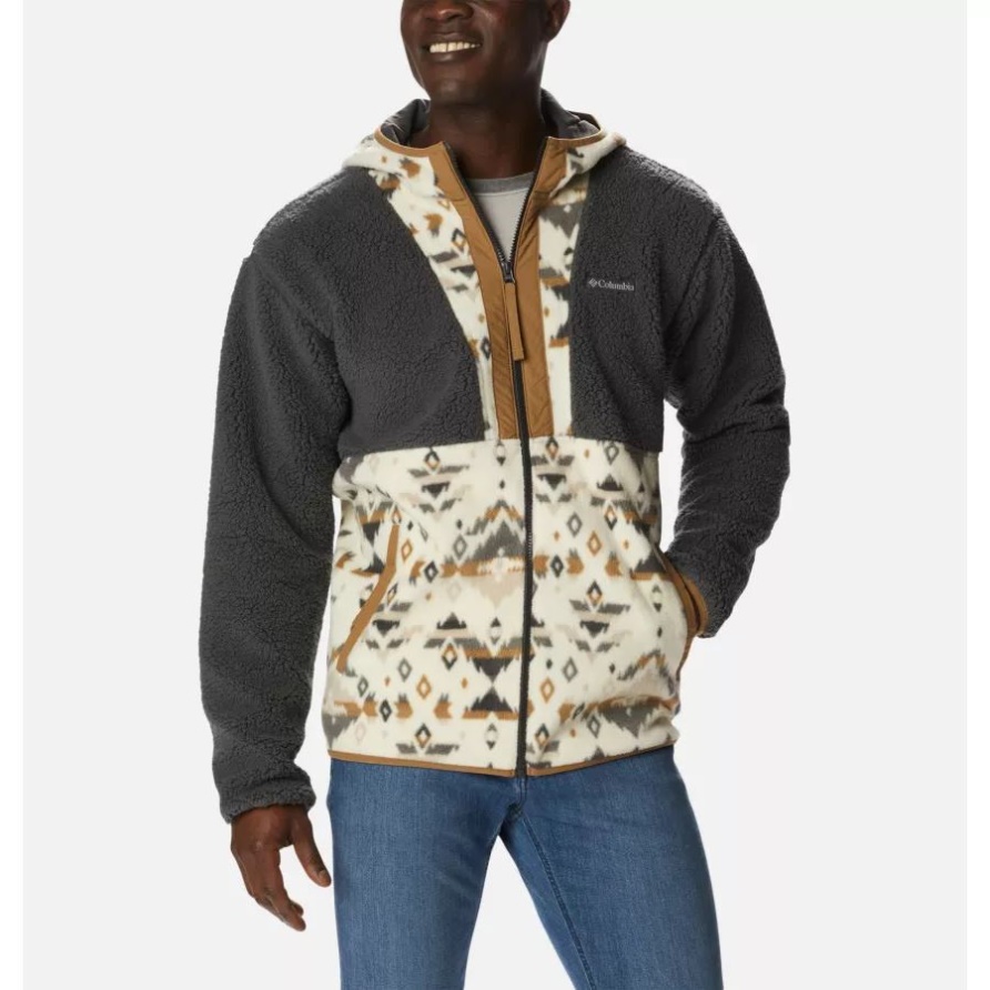 Shark/Chalk Rocky Mtn Print Herren Back Bowl Sherpa Hoodie Mit Durchgehendem Reißverschluss Columbia