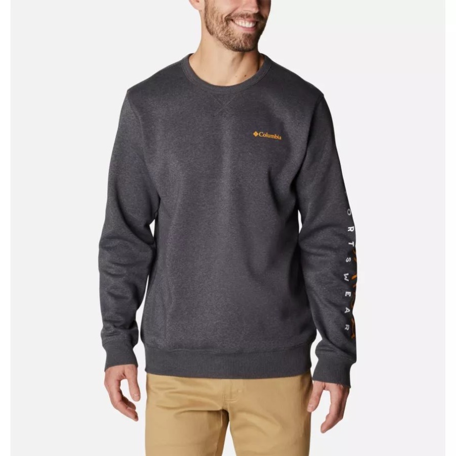 Shark Heather/Columbia Stencil Sleeve Columbia Herren-Fleece-Crew Mit Columbia-Logo