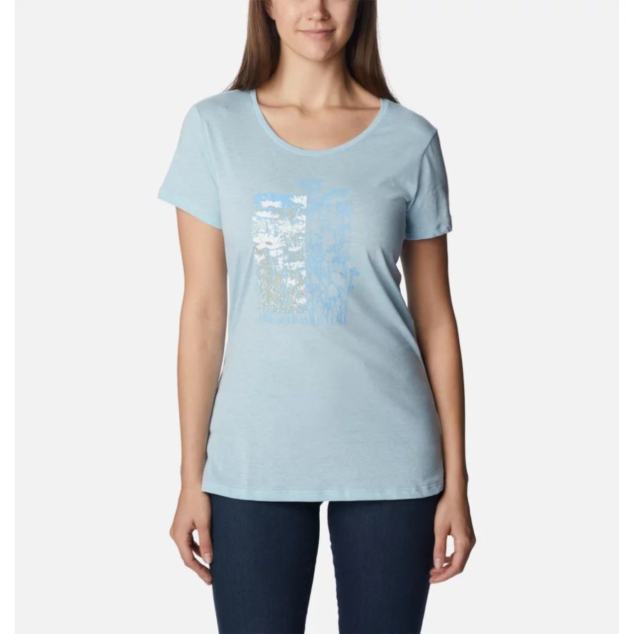 Frühlingsblau Hthr/find Your Wild Grafisches Daisy Days Grafisches T-shirt Für Damen Columbia