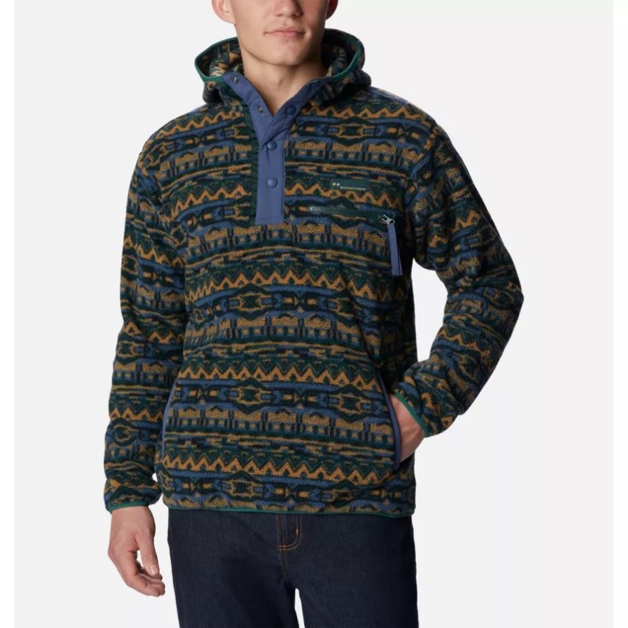 Helvetia Sherpa-Fleece-Hoodie Für Herren Aus Fichtenholz Mit 80er-Streifendruck
