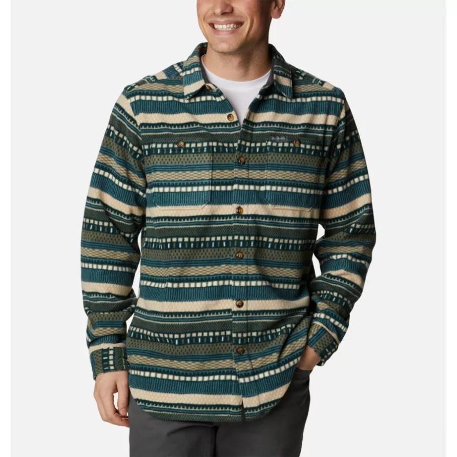 Spruce Apres Stripe Print Flare Gun Fleece Over Shirt Columbia Für Herren