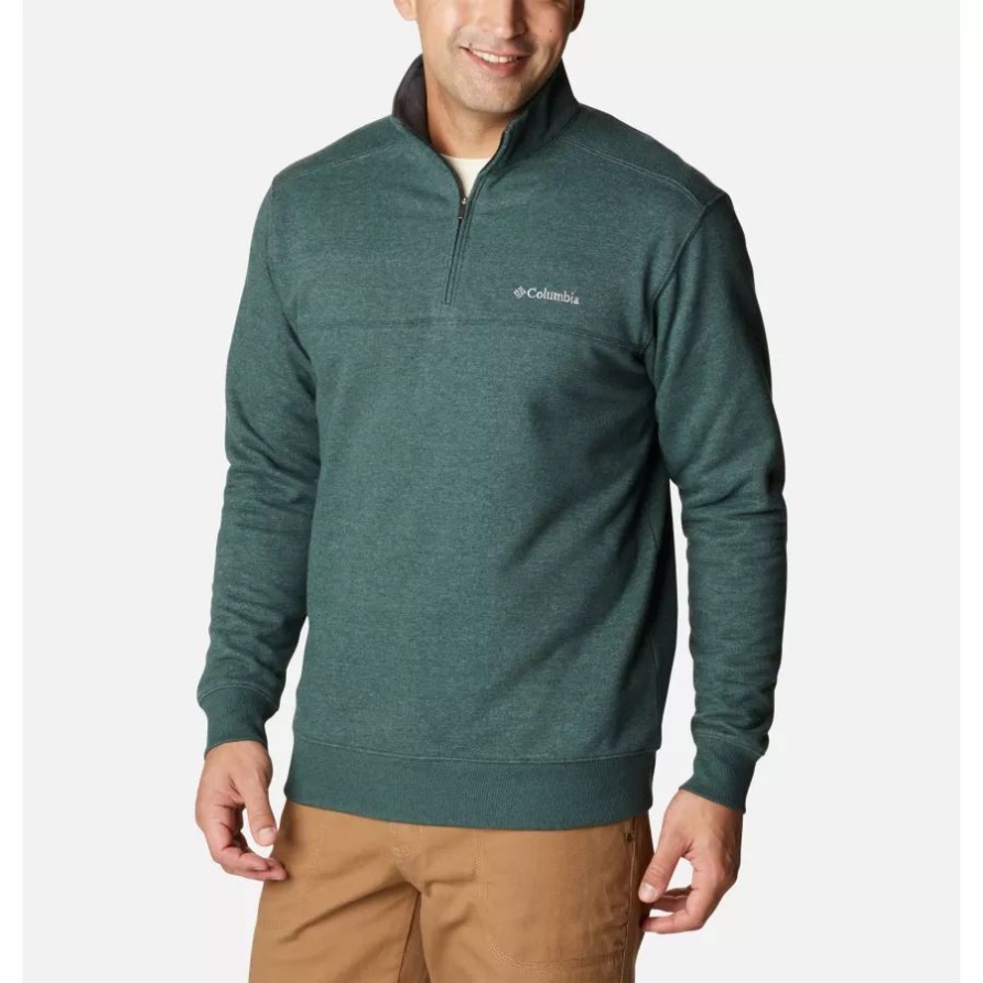 Fichte Heather Columbia Herren Hart Mountain II Sweatshirt Mit Halbem Reißverschluss