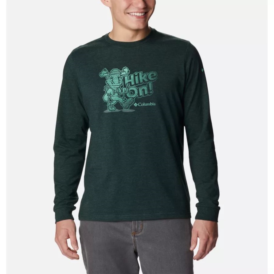 Spruce Heather/Hiking Elch Apres Lifestyle Langarm-Grafik-T-Shirt Für Herren Columbia