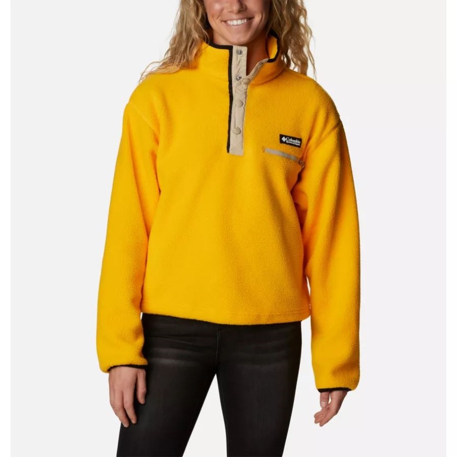 Stinger Columbia Helvetia Cropped-Fleecepullover Mit Halben Druckknöpfen Für Damen