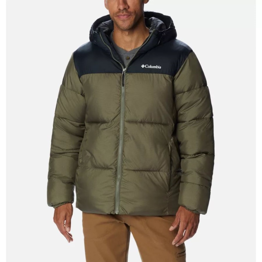 Steingrün/schwarze Puffjacke Mit Kapuze Für Herren Columbia
