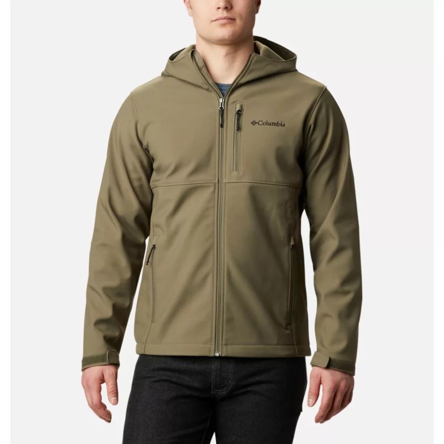Steingrüne Columbia Herren-Softshelljacke Mit Aufsteigender Kapuze