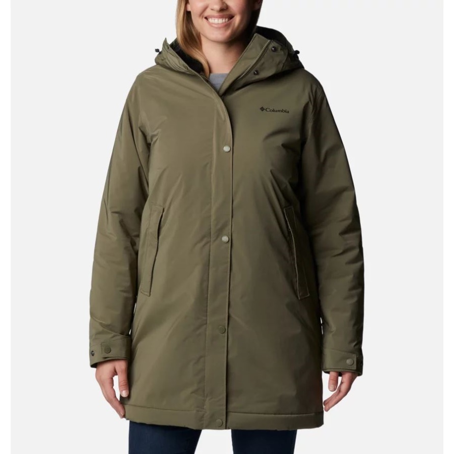 Steingrüne, Mit Clermont Gefütterte Columbia-Regenjacke Für Damen
