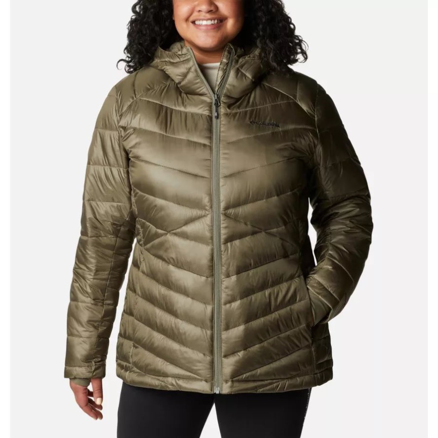 Steingrüne Columbia Joy Peak Omni-Heat Infinity Isolierte Kapuzenjacke Für Damen In Übergröße