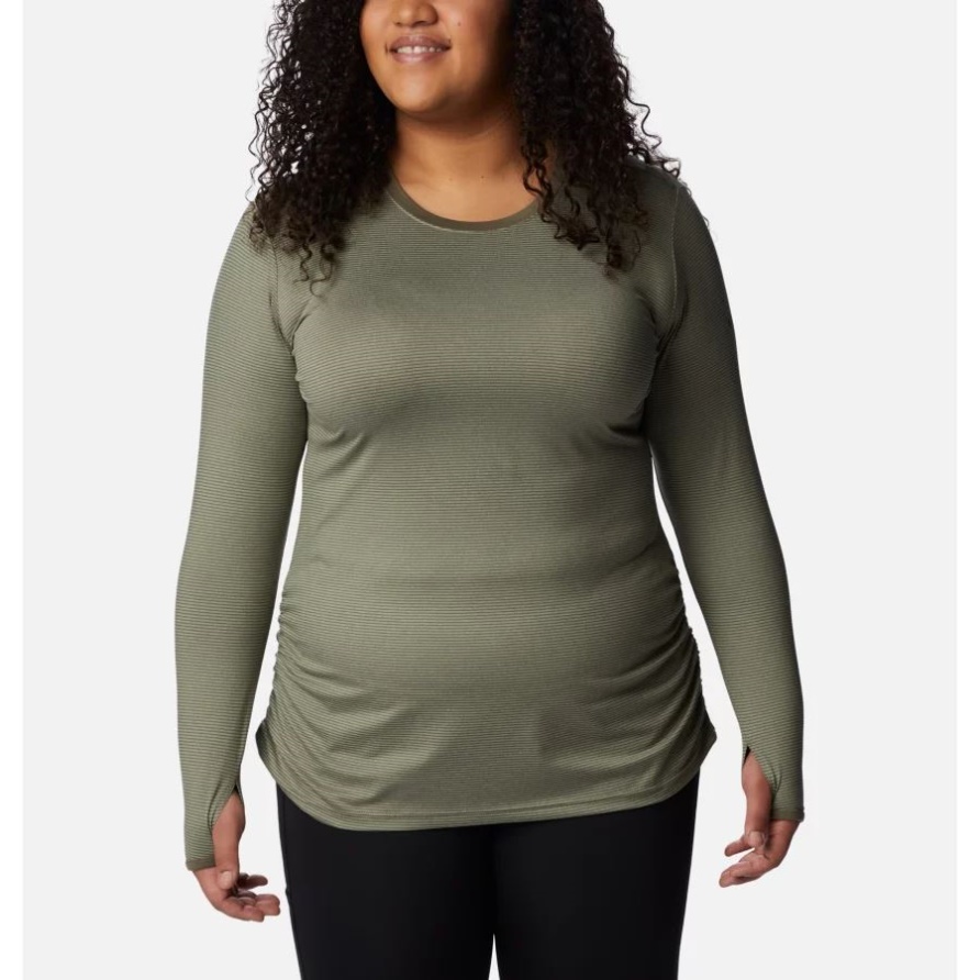 Steingrünes Langärmliges Leslie Falls-shirt Aus Columbia Für Damen Plus Größe