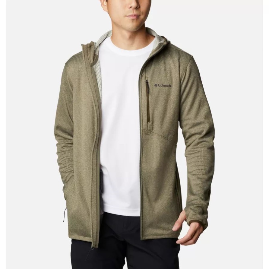 Steingrün Meliert/olivgrün Parkview-Fleece-Hoodie Mit Durchgehendem Reißverschluss Für Herren Columbia