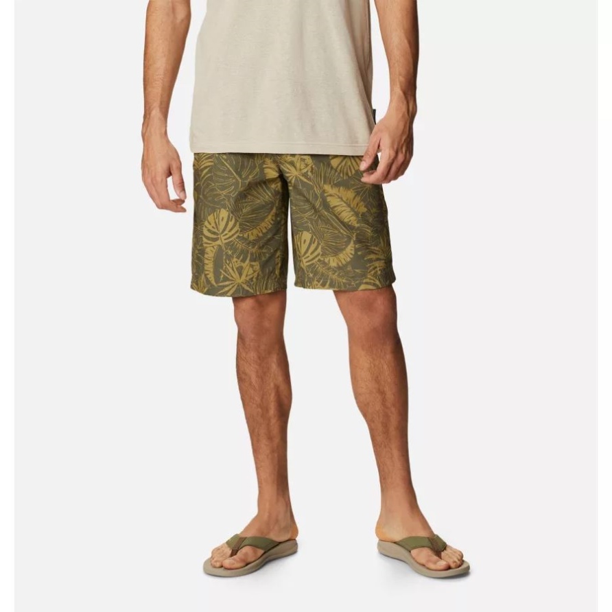 Stone Green King Palms Print Columbia Herren-Shorts Mit Verwaschenem Print