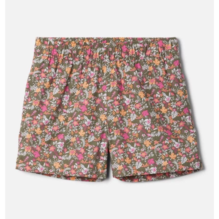 Steingrüne Mini-Biskus Mädchen-Shorts Mit Verwaschenem Print Columbia