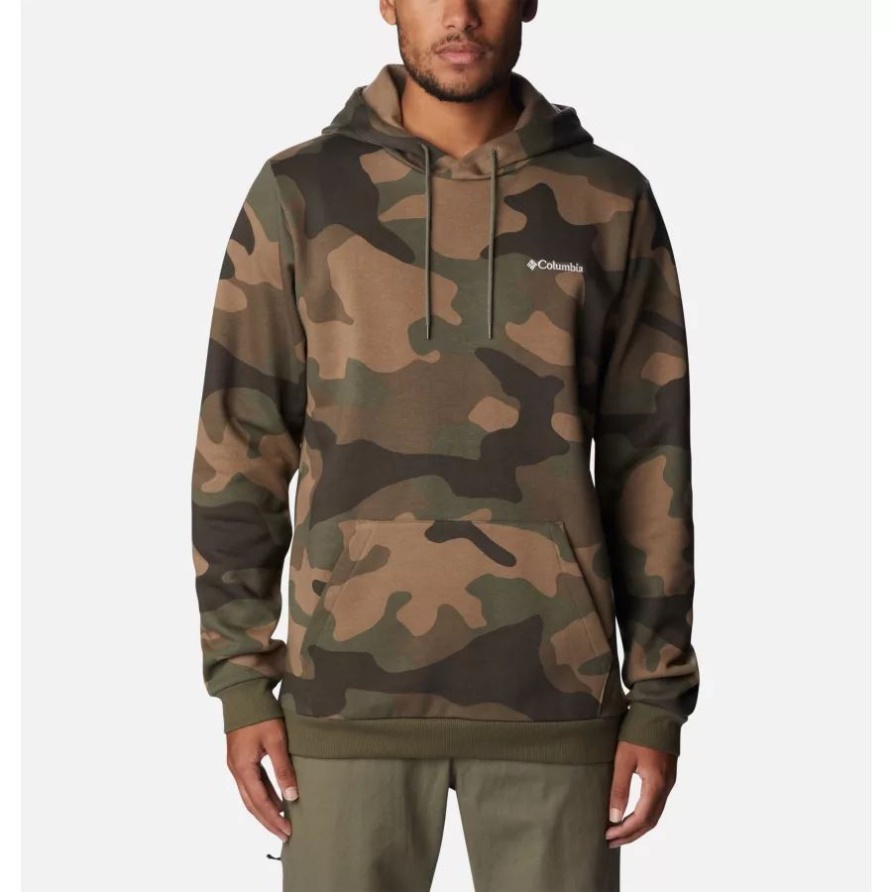 Steingrüner Mod Camo Herren-Columbia-Hoodie Mit Logo Bedruckt Columbia