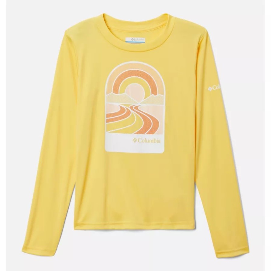 Sun Glow/Suntrek Trails II Langarm-Grafik-Shirt Mit Spiegelfelsen Für Columbia-Mädchen