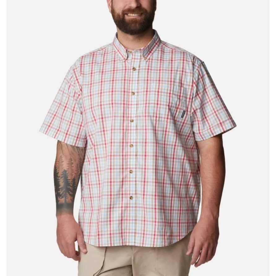 Sunset Red Multi Gingham Rapid Rivers II Kurzarmhemd Für Herren Big Columbia Brand