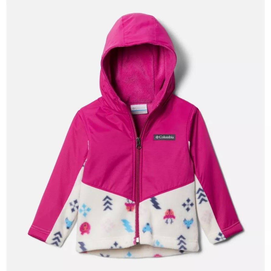 Kleinkind Steens Mt Overlay Hoodie Columbia Chalk Woodlands/wild Fuchsia