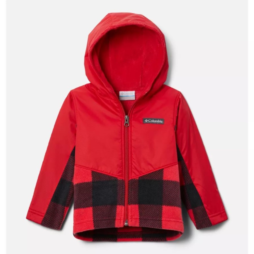 Kleinkind Steens Mt Overlay Hoodie Mountain Red Check/mountain Red Columbia