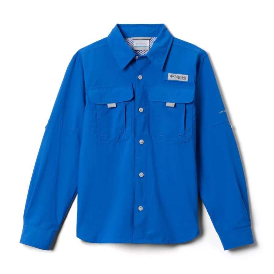 Pfg Bahama Langärmliges Hemd Von Columbia-jungen In Lebhaftem Blau