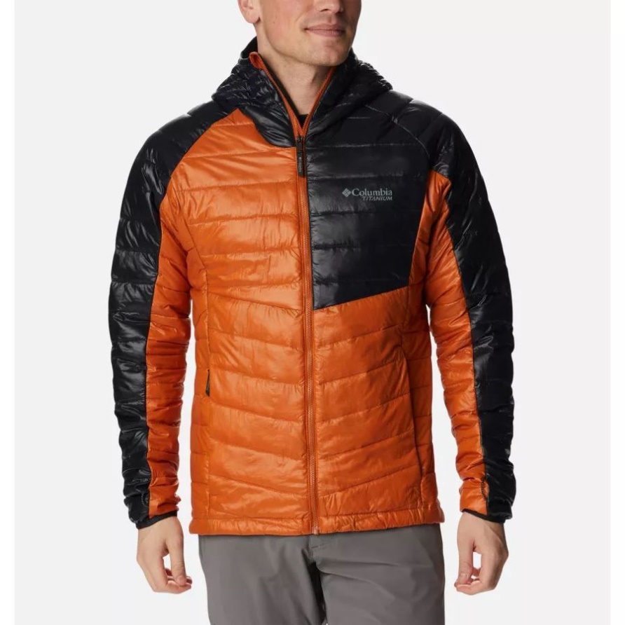 Warme Kupfer/schwarze Columbia Isolierte Jacke Mit Kapuze Und Platinspitze Für Herren
