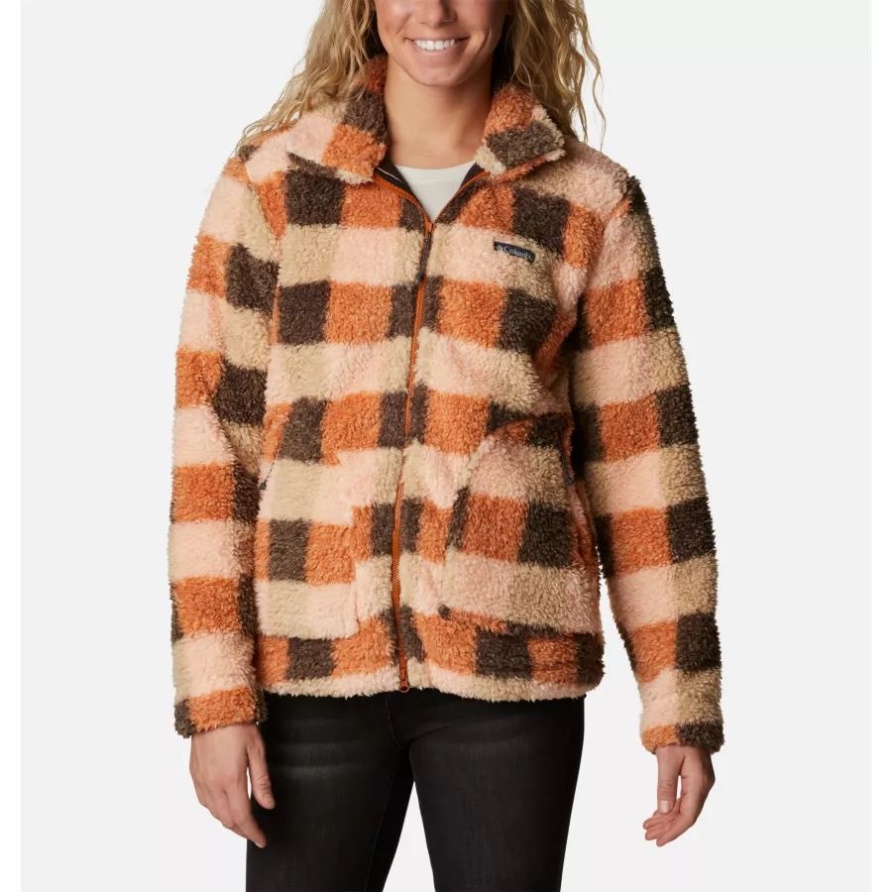 Warme Sherpa-Winterpassjacke Mit Durchgehendem Reißverschluss In Copper Check Multi Für Damen Columbia