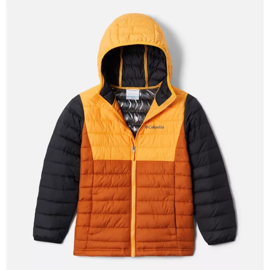 Warme Powder Lite-Kapuzenjacke Für Jungen In Kupfer/Mango/Schwarz Columbia