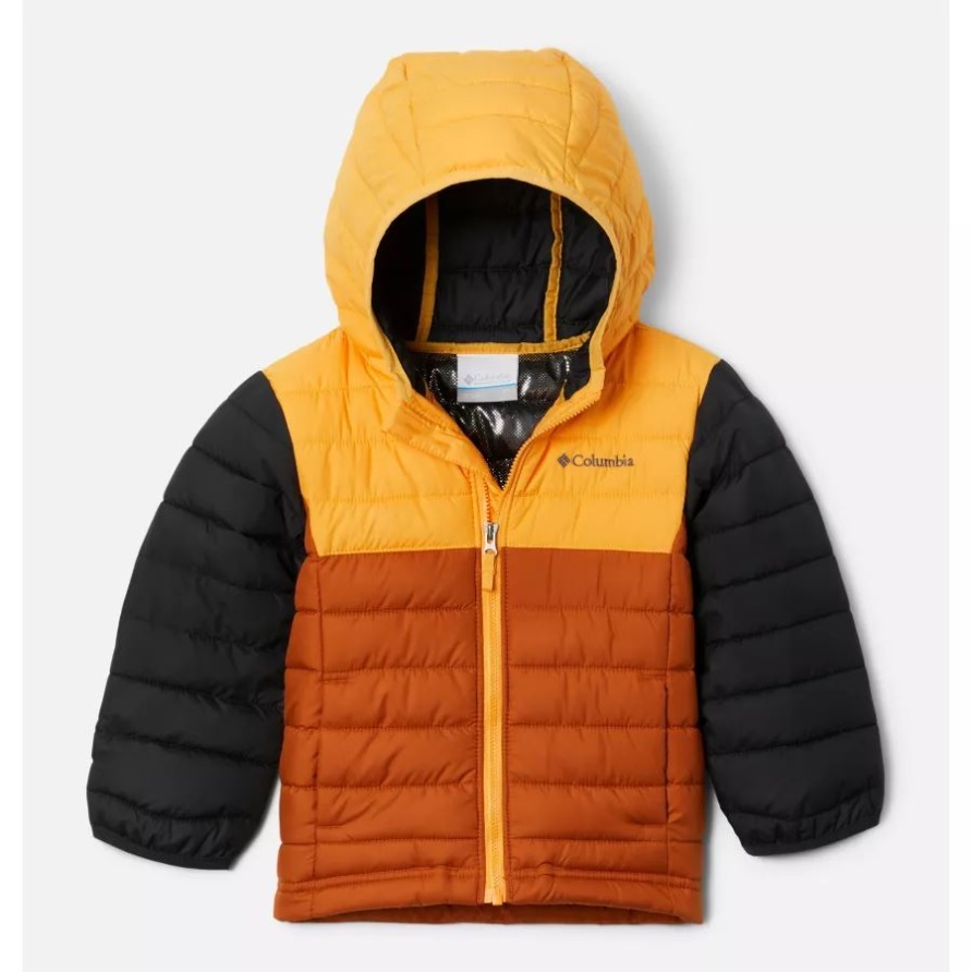 Warme Kupfer/mango/schwarze Puderleichte Kapuzenjacke Für Jungen Columbia